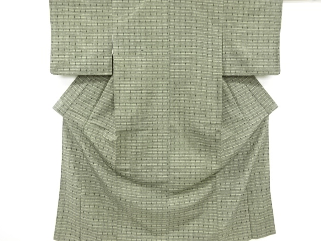 SALE!! JAPANESE KIMONO / VINTAGE KIMONO / TSUMUGI / WOVEN GRID & KASURI PATTERN