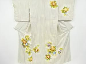 着物 正絹 ない 振袖 花 雪輪 紅葉 綸子
