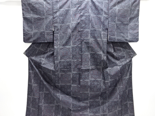 JAPANESE KIMONO / DORO OSHIMA TSUMUGI / WOVEN FLOWER CREST