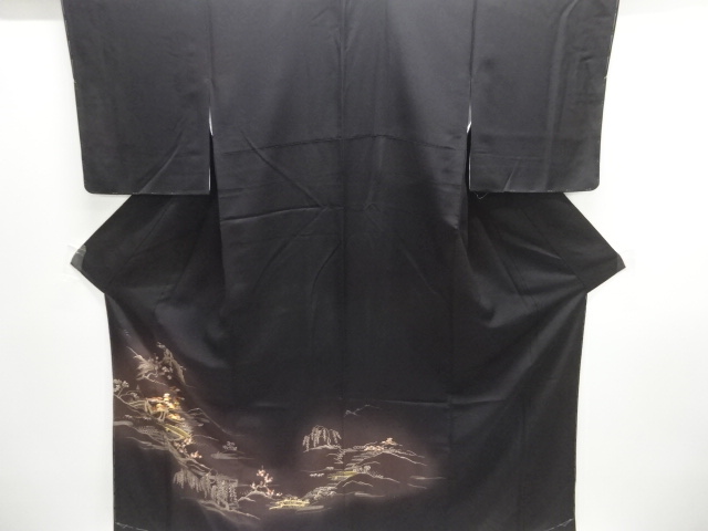 SALE!! JAPANESE KIMONO / UNUSED IRO TOMESODE / SILK / EMBROIDERY / GARDEN