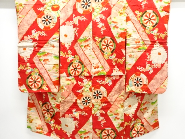 SALE!! JAPANESE KIMONO / ANTIQUE KIMONO / GENJIGURUMA & FLORAL PLANTS