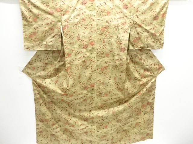 JAPANESE KIMONO / SILK / OSHIMA TSUMUGI / DYED / KIKU