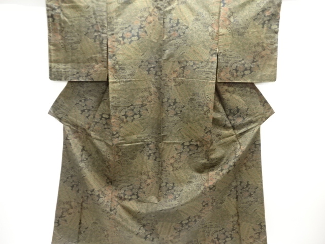 SALE!! JAPANESE KIMONO / SILK / OSHIMA TSUMUGI / DYED / FLORAL CLASSICAL PATTERN