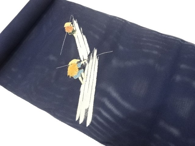 JAPANESE KIMONO / ANTIQUE BOLT FOR NAGOYA OBI FOR SUMMER / SILK / WOVEN RAFTING