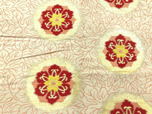 SALE!! JAPANESE KIMONO / ANTIQUE NAGOYA OBI / WOVEN FLOWER