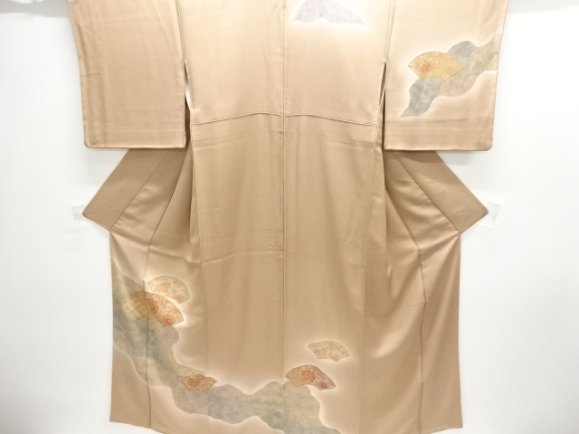 SALE!! JAPANESE KIMONO / HOMONGI / SILK / JIGAMI & FLOWERS & MICHINAGADORI / SINGLE CREST