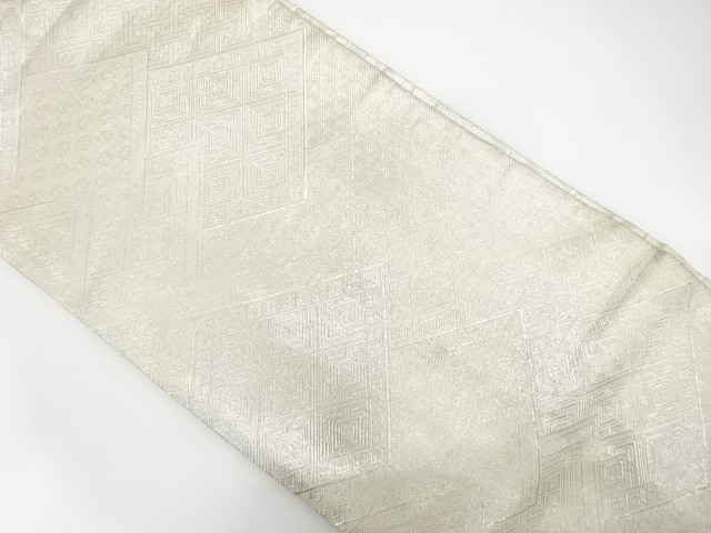 SALE!! JAPANESE KIMONO / ANTIQUE FUKURO OBI / SILK / SAGANISHIKI / WOVEN RHOMBUS & GEOMETRIC PATTERN