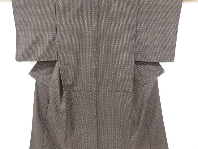 アンティーク　絣縞模様織り出し手織り紬着物