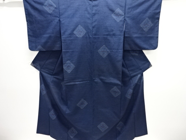壱3049 本絹夏向き本結城紬男着物単衣 裄66丈137К紺紫虎斑　