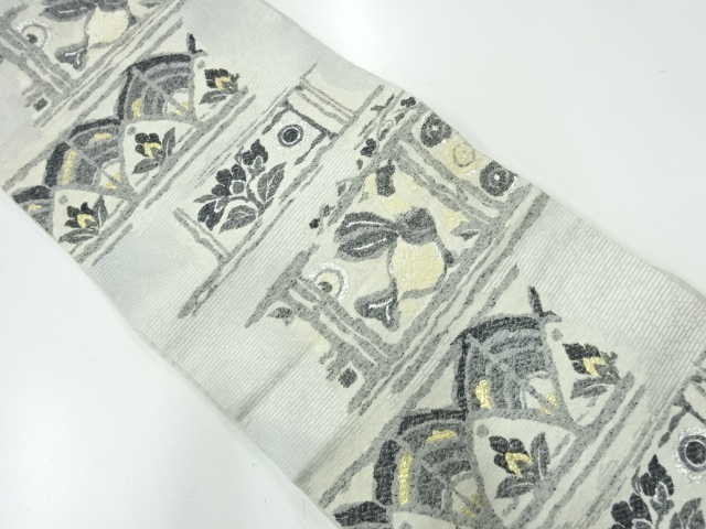 SALE!! JAPANESE KIMONO / VINTAGE FUKURO OBI / FLOWER & BIRD