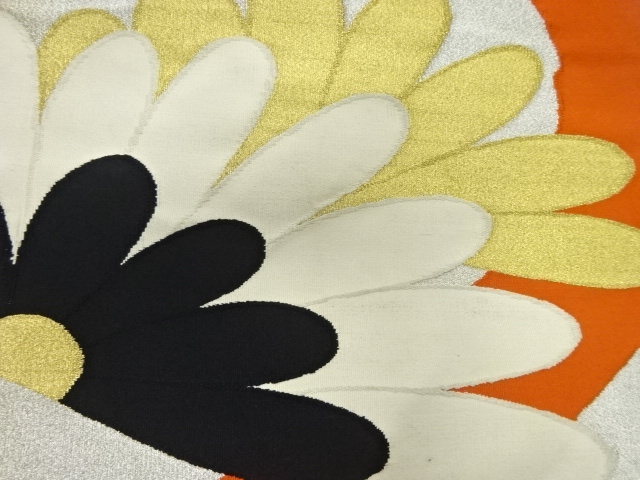 SALE!! JAPANESE KIMONO / ANTIQUE NAGOYA OBI / SILK / TSUZURE / WOVEN KIKU