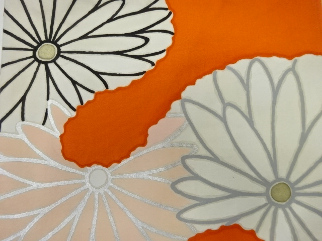 SALE!! JAPANESE KIMONO / ANTIQUE NAGOYA OBI / SILK / SHIOZE / KIKU