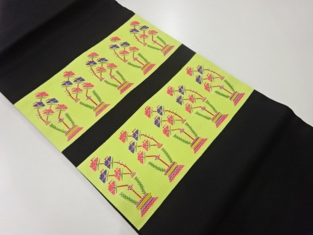 JAPANESE KIMONO / VINTAGE NAGOYA OBI / STRIPE & FLOWER