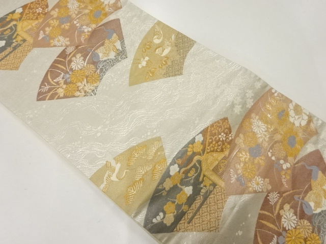 SALE!! JAPANESE KIMONO / VINTAGE FUKURO OBI / SILK / WOVEN FLOWER &amp; BIRD