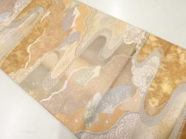 SALE!! JAPANESE FUKURO OBI / WOVEN FLOWER CLASSICAL PATTERN