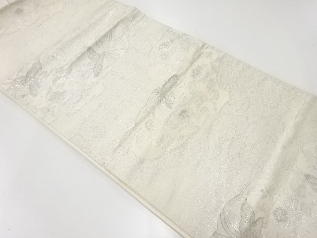 JAPANESE FUKURO OBI / WOVEN FLOWER & BIRD