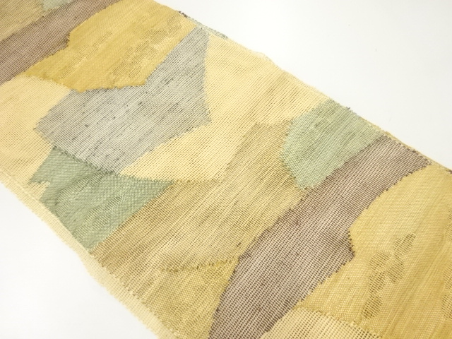 SALE!! JAPANESE KIMONO / NAGOYA OBI FOR SUMMER / SILK / WOVEN ABSTRACT STONE PAVEMENT