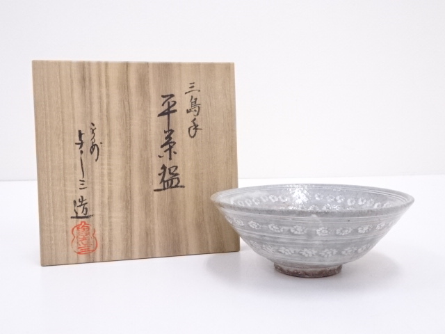 SALE!! JAPANESE TEA CEREMONY / MISHIMA FLAT TEA BOWL CHAWAN / 