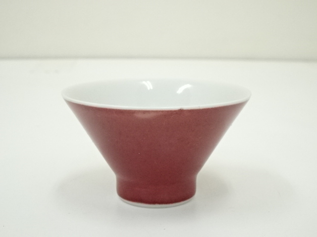SALE!! JAPANESE PORCELAIN SAKE CUP / CINNABAR 