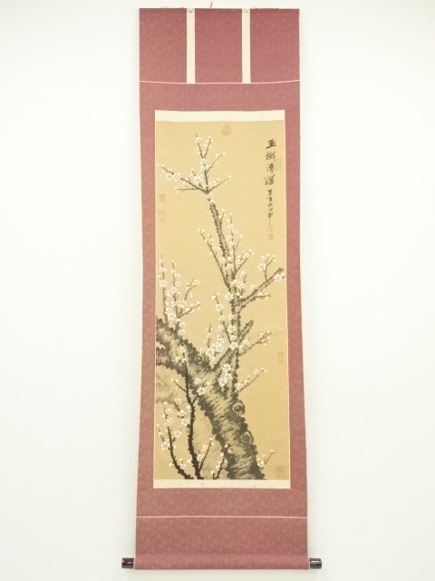 【蔵出】陳石瀬「江上帰舟」肉筆掛軸.唐木軸先◎号石翁・上海文史館館員・上海新華芸専・鄭午昌　汪亜塵弟子◎中国画.中国書.中国美術/古玩