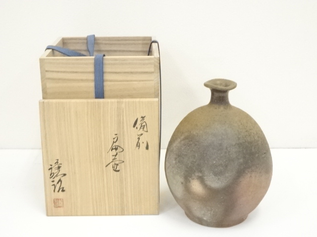 道具 ] - 道具 備前焼 山下譲治造 扁壺（共箱） | 着物、アンティーク 